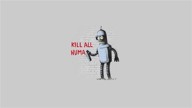 Futurama Bender illustration, minimalism, text, western script, HD wallpaper