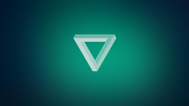 inverted triangle green logo, anime, Penrose triangle, gradient, HD wallpaper