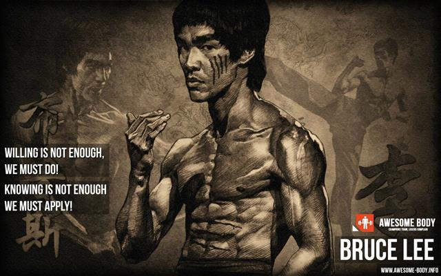 Bruce Lee wallpaper, working out, skinny, quote, motivational, HD wallpaper