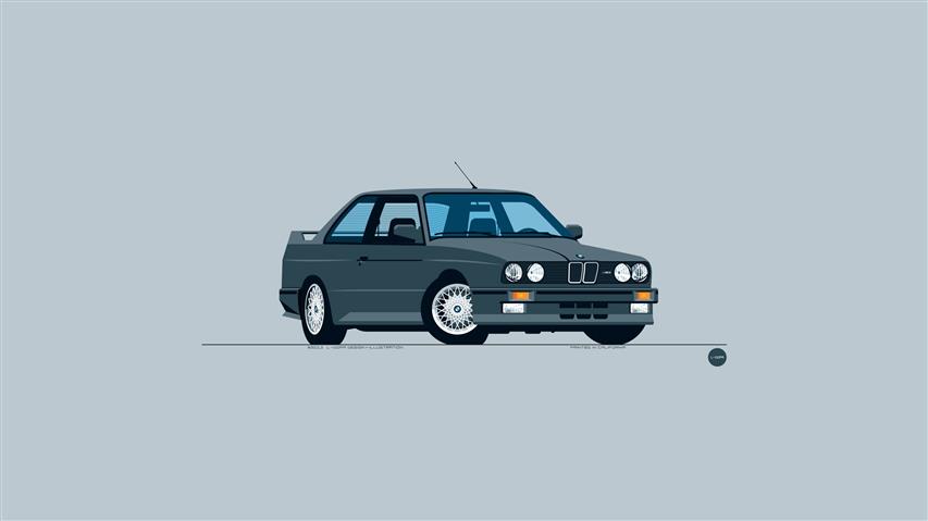 minimalism, simple background, vector, BMW M3, car, black, HD wallpaper