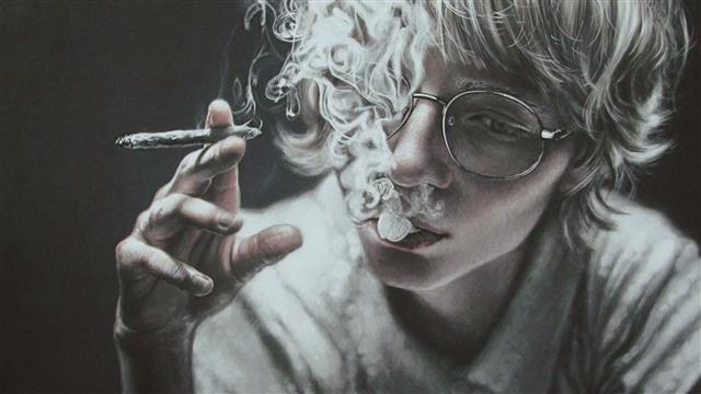 drawing, illustration, smoke, smoking, hand, aesthetic, realistic, HD wallpaper