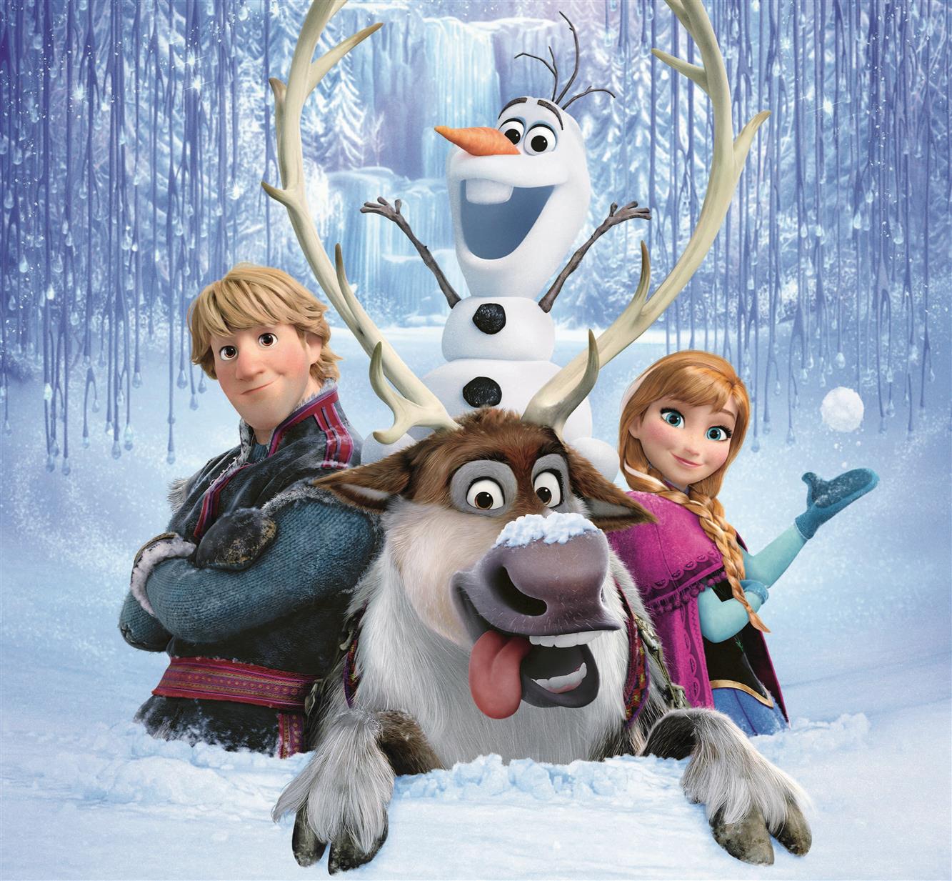 Disney Frozen wallpaper, snow, snowflakes, ice, deer, snowman, HD wallpaper