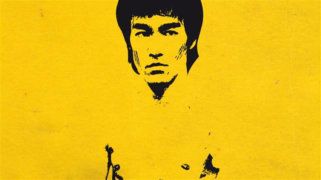 Bruce Lee Chillin HD, black, relaxing, yellow, HD wallpaper