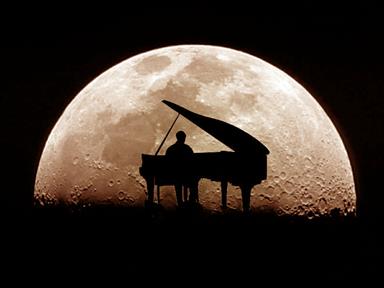 moonlight sonata Abstract Moon Music pianist piano Silhouette HD, silhouette of man playing grand piano with full moon background, HD wallpaper