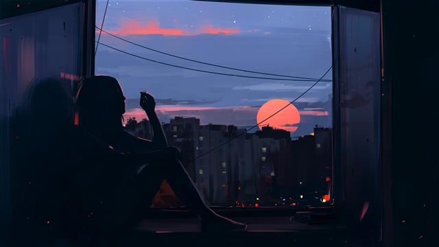 city, dark, girl, twilight, smoking, sunset, barefoot, evening, HD wallpaper
