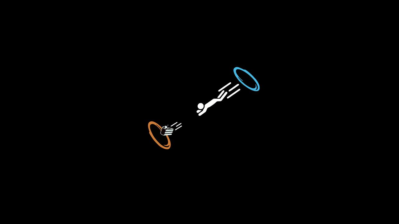 black background, Portal (game), simple background, HD wallpaper