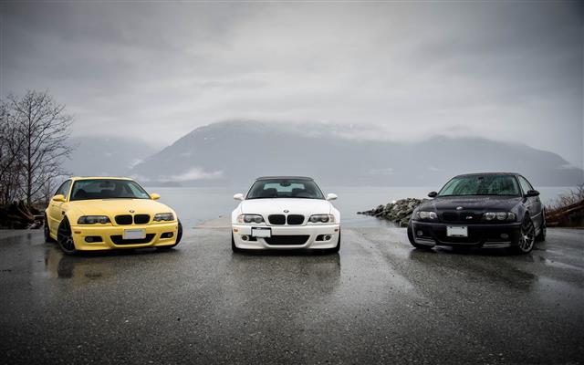 BMW M3 E46 yellow black white cars, HD wallpaper