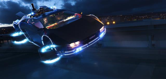 car, fantasy art, futuristic, DeLorean, Back to the Future, HD wallpaper