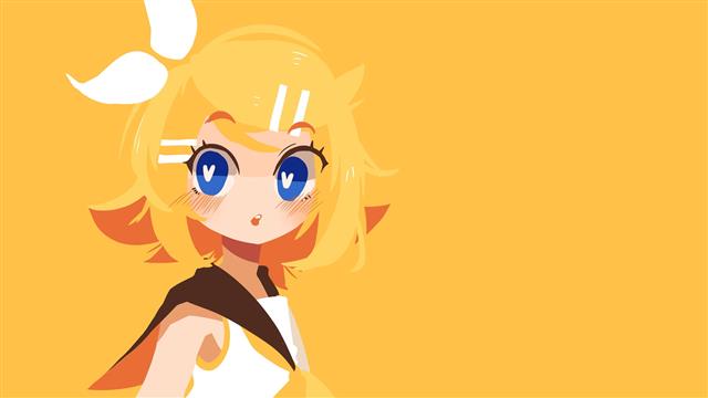 anime, manga, anime girls, minimalism, simple background, yellow, HD wallpaper