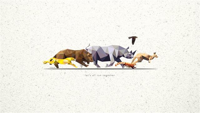 Run Polygon Art HD, animals, HD wallpaper