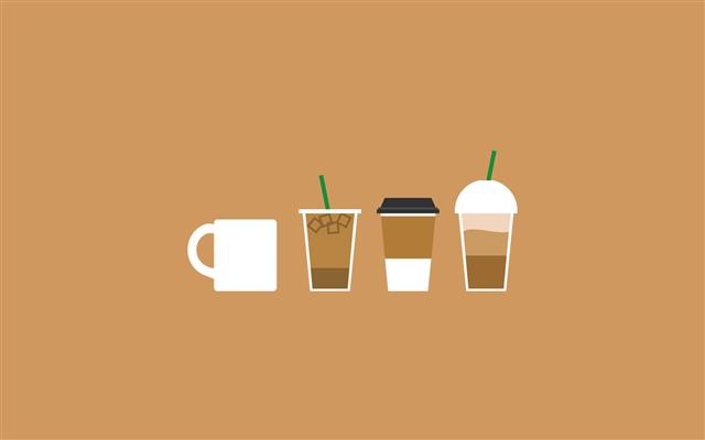 four assorted cups, minimalism, coffee, artwork, simple background, HD wallpaper