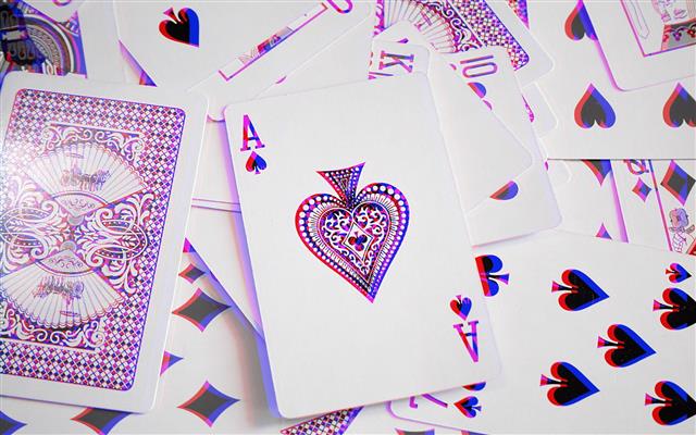 playing card lot, anaglyph 3D, aces, cards, art and craft, indoors, HD wallpaper