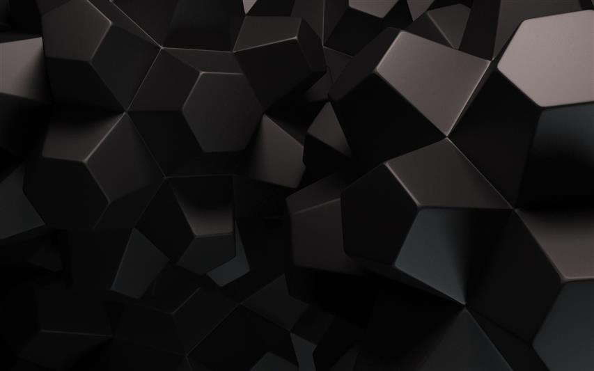 Black Abstract Shapes, black geometrical background, 3D, Abstract 3D, HD wallpaper