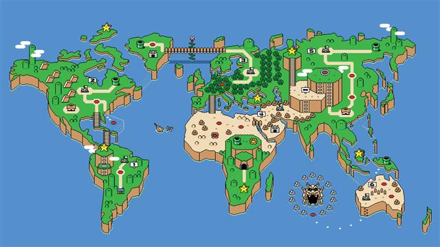 Super Mario World map illustration, minimalism, video games, vector, HD wallpaper